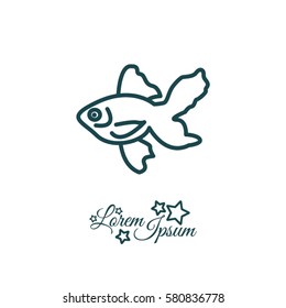 Web line icon. Gold fish.