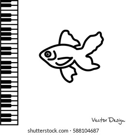 Web line icon. Gold fish.