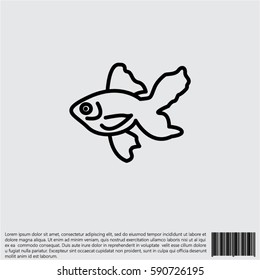 Web line icon. Gold fish.