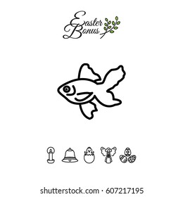 Web line icon. Gold fish.