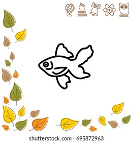 Web line icon. Gold fish.