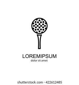 Web line icon. Golf, golf ball on tee