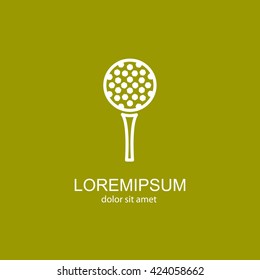 Web line icon. Golf, golf ball on tee