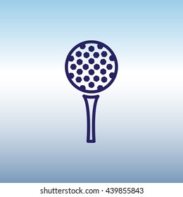 Web line icon. Golf, golf ball on tee