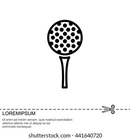 Web line icon. Golf, golf ball on tee