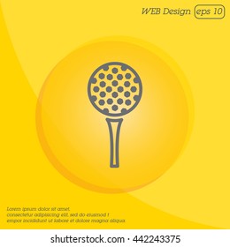 Web line icon. Golf, golf ball on tee