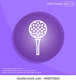 Web line icon. Golf, golf ball on tee