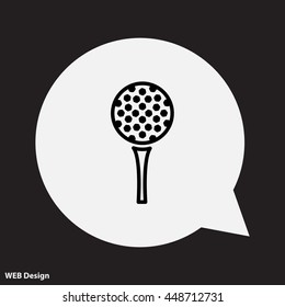 Web line icon. Golf, golf ball on tee