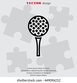 Web line icon. Golf, golf ball on tee