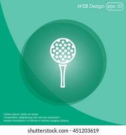 Web line icon. Golf, golf ball on tee