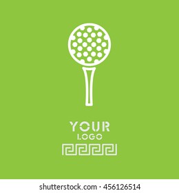 Web line icon. Golf, golf ball on tee