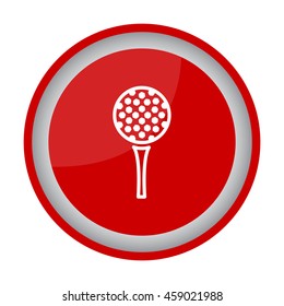 Web line icon. Golf, golf ball on tee