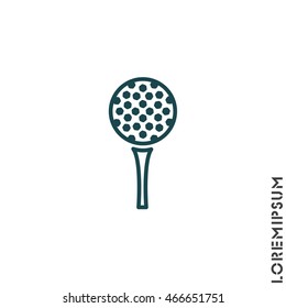 Web line icon. Golf, golf ball on tee