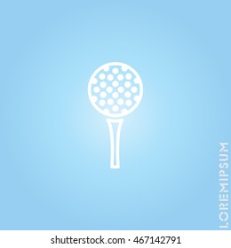 Web line icon. Golf, golf ball on tee