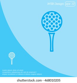 Web line icon. Golf, golf ball on tee