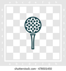 Web line icon. Golf, golf ball on tee