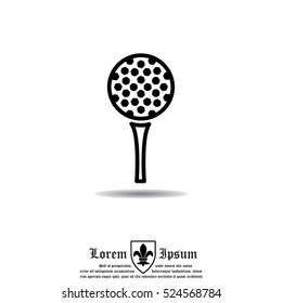 Web line icon. Golf, golf ball on tee