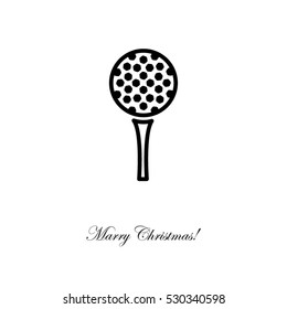 Web line icon. Golf, golf ball on tee