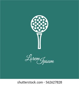 Web line icon. Golf, golf ball on tee