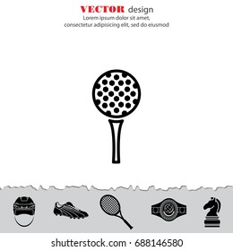 Web line icon. Golf, golf ball on tee