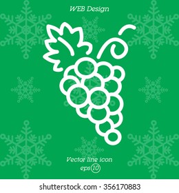 Web line icon. Grapes, bunches of grapes
