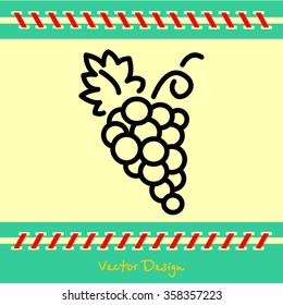Web line icon. Grapes, bunches of grapes