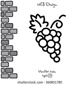 Web line icon. Grapes, bunches of grapes
