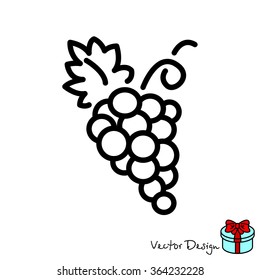 Web line icon. Grapes, bunches of grapes