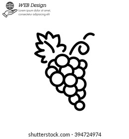 Web line icon. Grapes, bunches of grapes