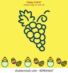 Web line icon. Grapes, bunches of grapes
