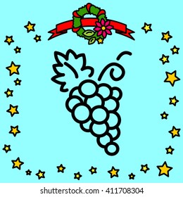 Web line icon. Grapes, bunches of grapes