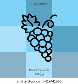 Web line icon. Grapes, bunches of grapes