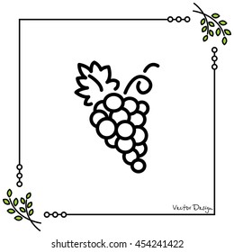 Web line icon. Grapes, bunches of grapes