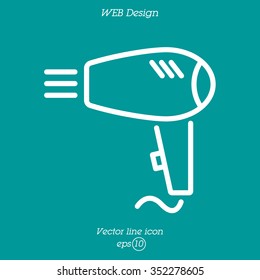 Web line icon. Hairdryer