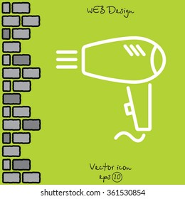 Web line icon. Hairdryer