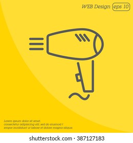 Web line icon. Hairdryer