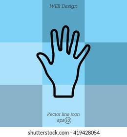 Web line icon. Hand, bunch of fives