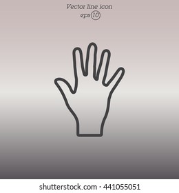 Web line icon. Hand, bunch of fives