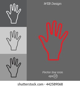 Web line icon. Hand, bunch of fives