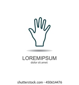 Web line icon. Hand, bunch of fives
