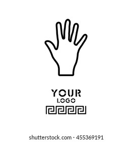 Web line icon. Hand, bunch of fives