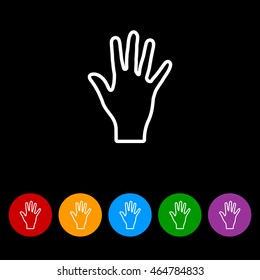 Web line icon. Hand, bunch of fives