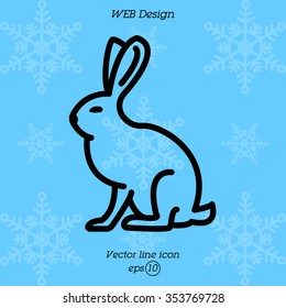 Web line icon. Hare, rabbit