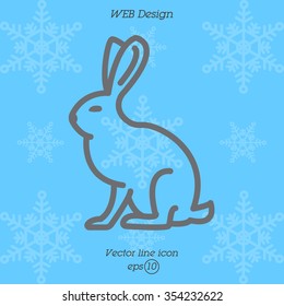 Web line icon. Hare, rabbit