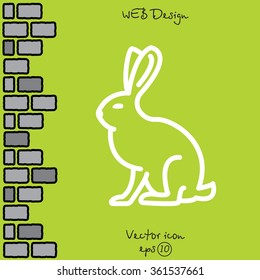 Web line icon. Hare, rabbit