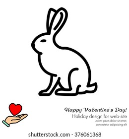 Web line icon. Hare, rabbit