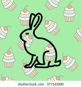 Web line icon. Hare, rabbit