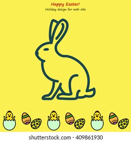 Web line icon. Hare, rabbit