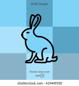 Web line icon. Hare, rabbit