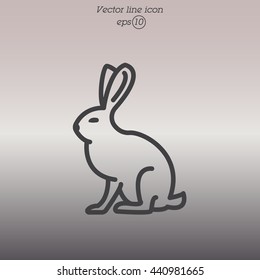 Web line icon. Hare, rabbit